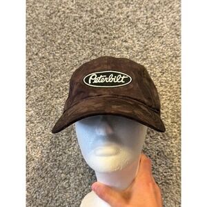 Peterbilt Hat Mens OSFM Brown Acid Wash Trucker Cap Adjustable Logo Patch Cotton
